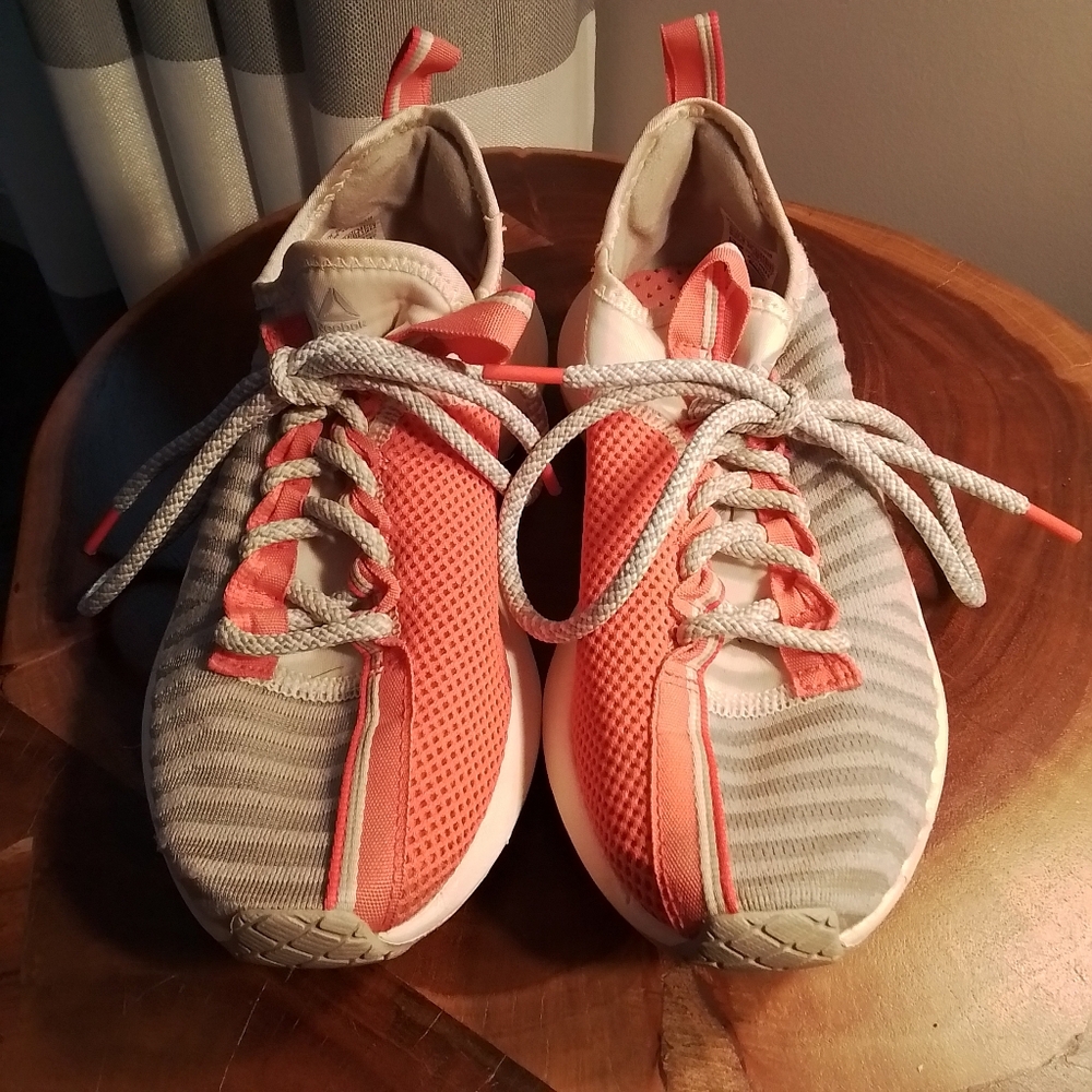 Reebok Sole Fury Tech Graph Split Running Sneakers Gray Coral White - 5.5